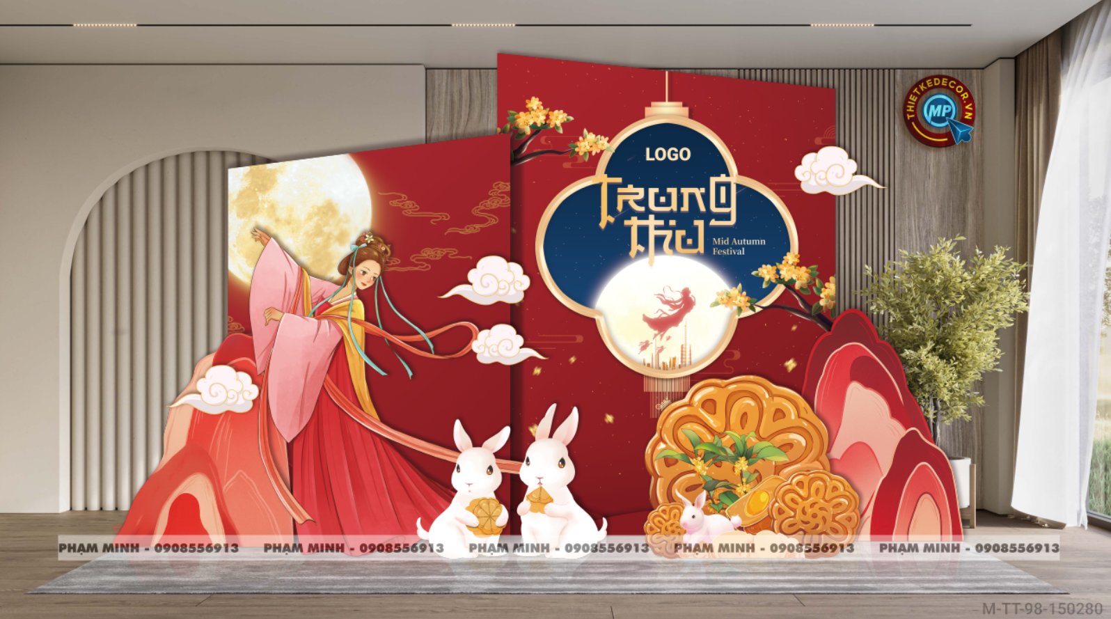 File thiết kế Trang trí Trung Thu đại sảnh Mall, Chung cư, Nhà Hàng, Khách Sạn Sang trọng trọng, đáng yêu