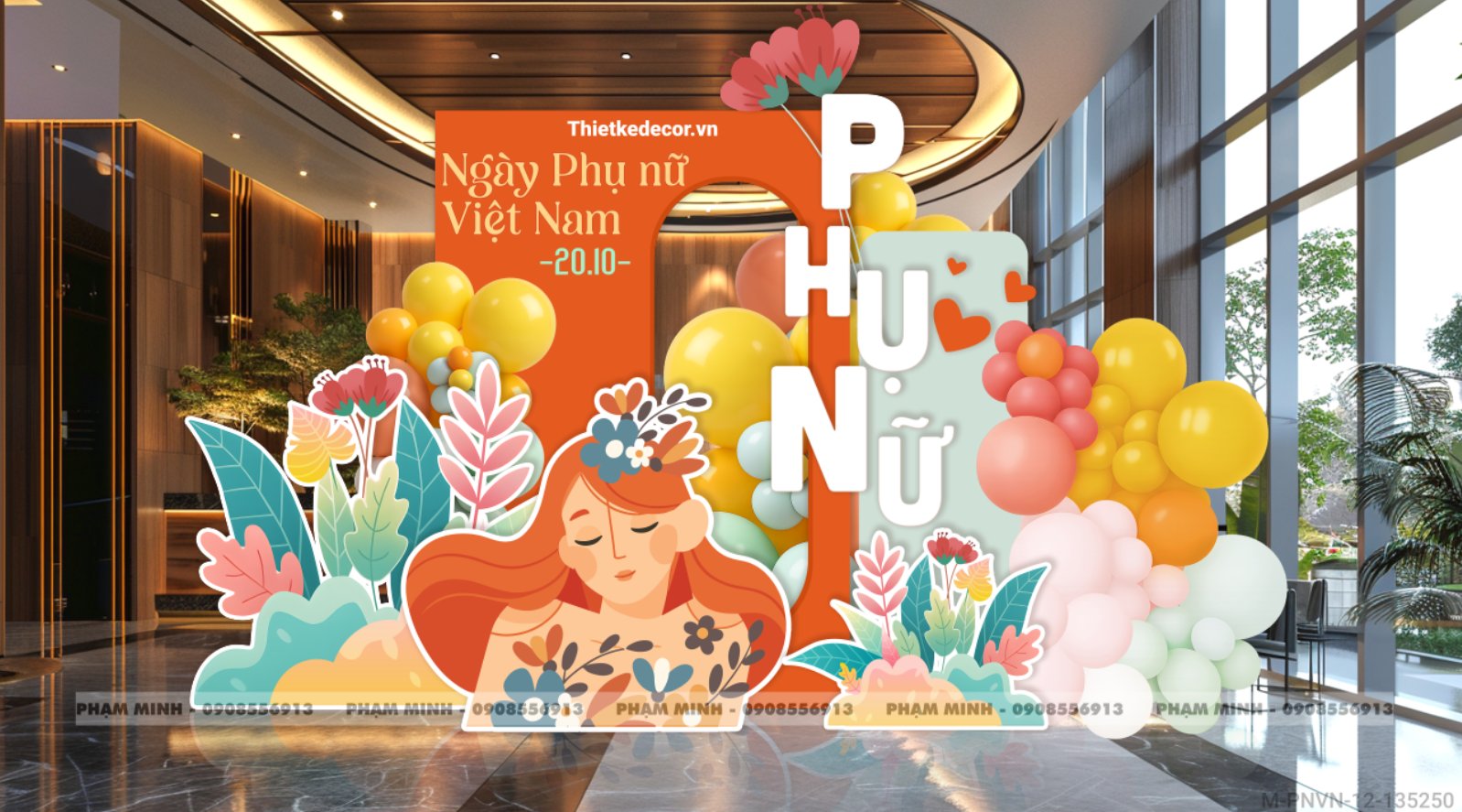 File thiết kế trang trí decor chụp ảnh ngày Phụ nữ Việt Nam 20 tháng 10 phong cách màu sắc cá tinh tôn vinh Happy women's day