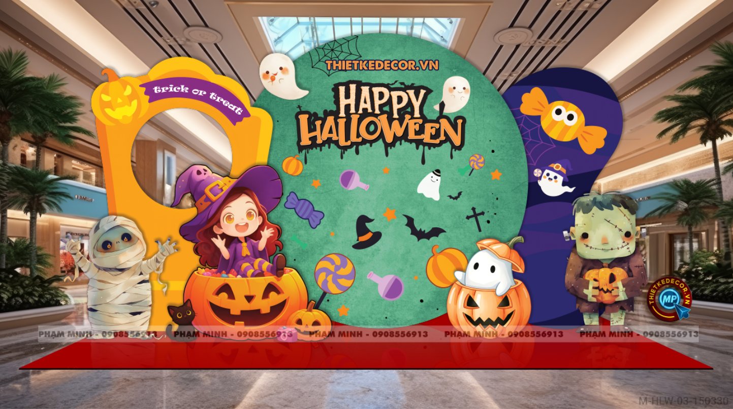 File thiết kế Halloween Trang trí chụp ảnh sự kiện Halloween cute, dễ thương cho Trung tâm tiếng Anh, Mail, Siêu Thị, Trường Học, Nhà hàng, quán cà phê