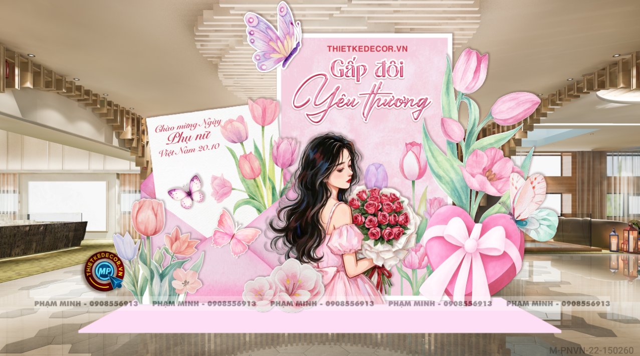 File thiết kế trang trí decor chụp ảnh ngày Phụ nữ Việt Nam 20 tháng 10 Sang trọng Happy Vietnamese women's day