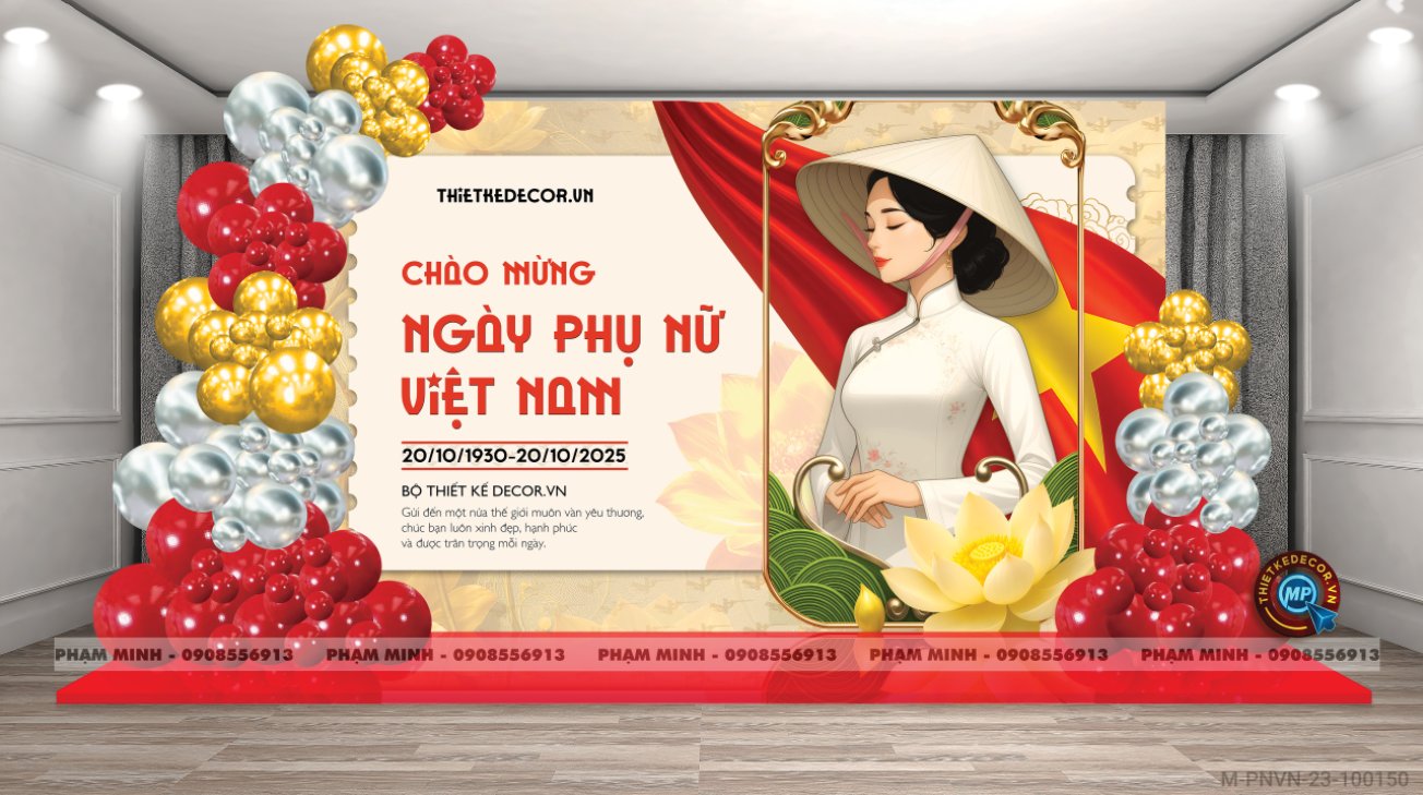 File thiết kế background Chào mừng ngày Phụ nữ Việt Nam 20 tháng 10, bạt trang trí bong bóng chính chuyên xinh đẹp, sang trọng.