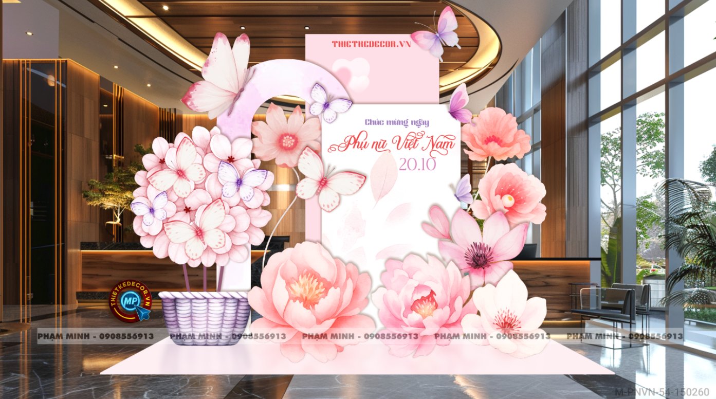 File thiết kế trang trí decor chụp ảnh ngày Phụ nữ Việt Nam 20 tháng 10 Sang trọng Happy Vietnamese women's day