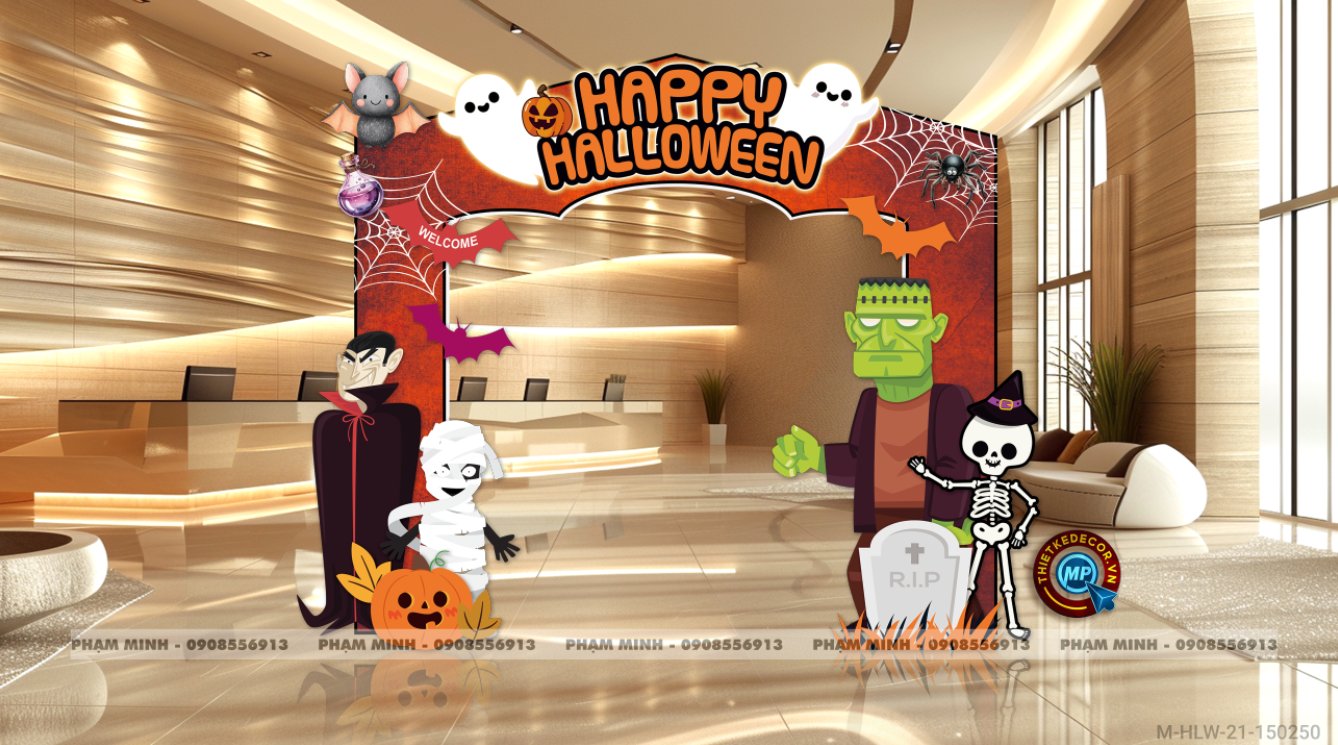 File thiết kế Halloween Trang trí chụp ảnh sự kiện Halloween cute, dễ thương cho Trung tâm tiếng Anh, Mail, Siêu Thị, Trường Học, Nhà hàng, quán cà phê