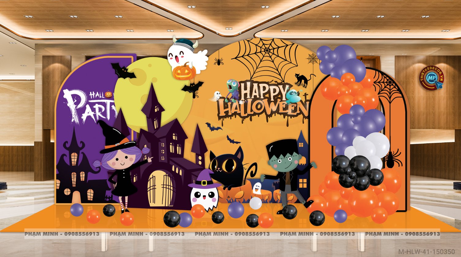 File thiết kế Halloween Trang trí chụp ảnh sự kiện Halloween cute, dễ thương cho Trung tâm tiếng Anh, Mail, Siêu Thị, Trường Học, Nhà hàng, quán cà phê