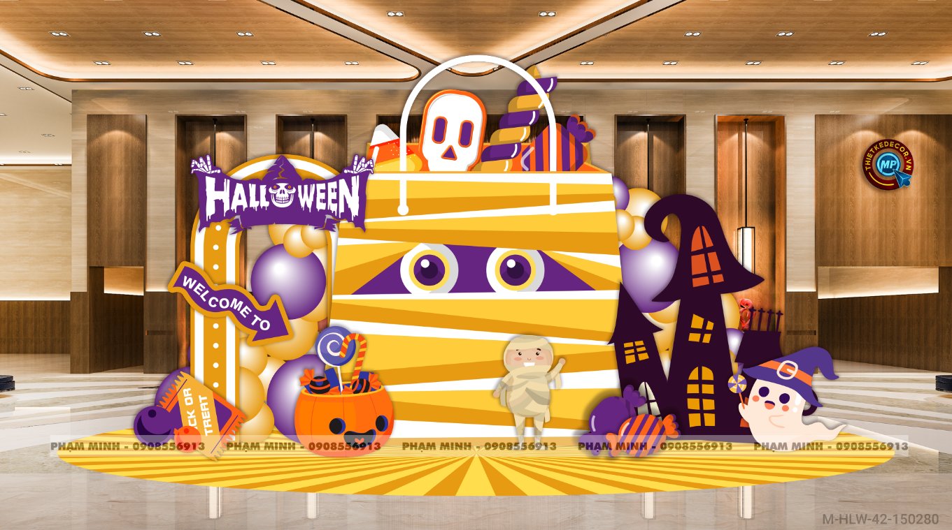 File thiết kế Halloween Trang trí chụp ảnh sự kiện Halloween cute, dễ thương cho Trung tâm tiếng Anh, Mail, Siêu Thị, Trường Học, Nhà hàng, quán cà phê
