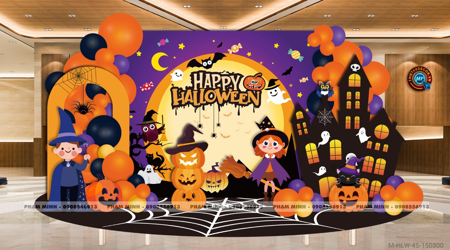 File thiết kế Halloween Trang trí chụp ảnh sự kiện Halloween cute, dễ thương cho Trung tâm tiếng Anh, Mail, Siêu Thị, Trường Học, Nhà hàng, quán cà phê