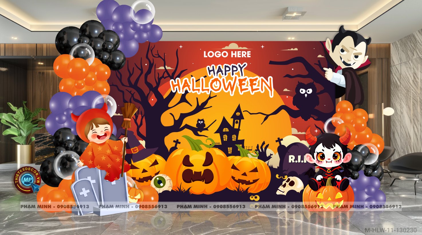 File thiết kế Background Halloween Trang trí Decor chụp ảnh bạt lễ hội hóa trang, trung tâm tiếng anh, mall, nhà hàng,...