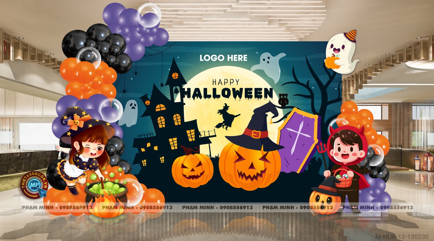 File thiết kế Background Halloween Trang trí Decor chụp ảnh bạt lễ hội hóa trang, trung tâm tiếng anh, mall, nhà hàng,...