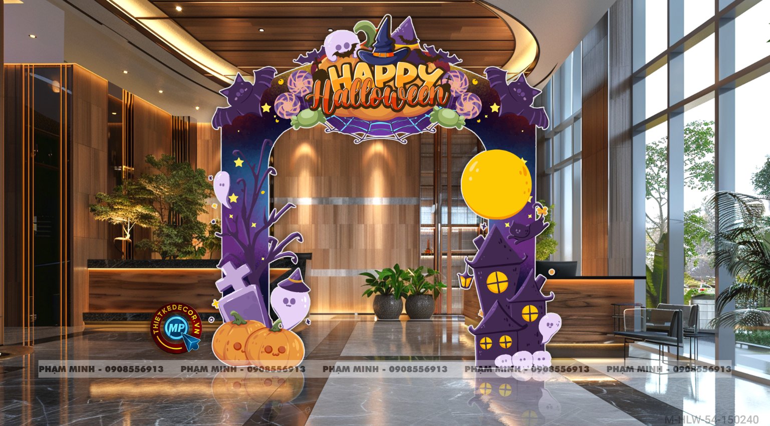 File thiết kế cổng Halloween Trang trí chụp ảnh sự kiện Halloween cute, dễ thương cho Trung tâm tiếng Anh, Mail, Siêu Thị, Trường Học, Nhà hàng, quán cà phê