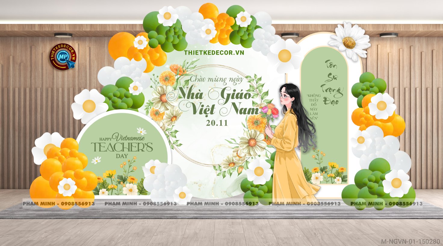 File thiết kế trang trí ngày Nhà giáo Việt Nam 20.11 Decor bong bóng chụp ảnh Happy teacher's day cho trường học đẹp, sang trọng.