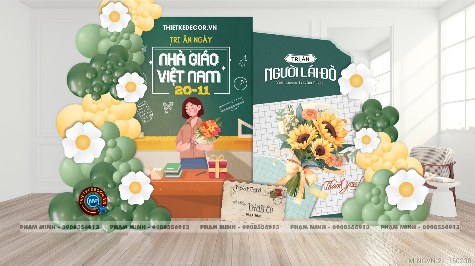 File thiết kế background trang trí ngày Nhà giáo Việt Nam 20.11 Decor bong bóng chụp ảnh Happy teacher's day cho trường học đẹp, sang trọng.
