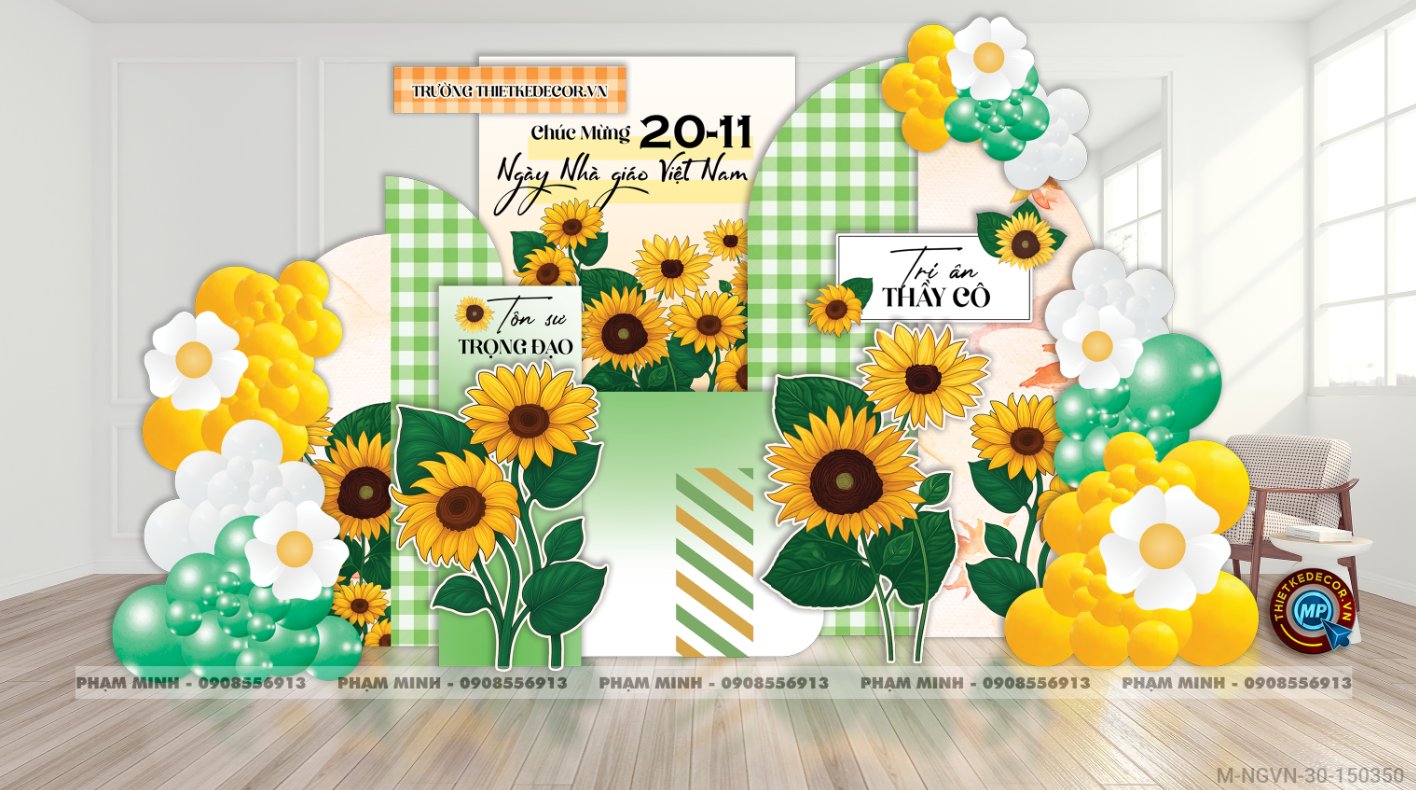 File thiết kế trang trí ngày Nhà giáo Việt Nam 20.11 Decor bong bóng chụp ảnh Happy teacher's day cho trường học đẹp, sang trọng.