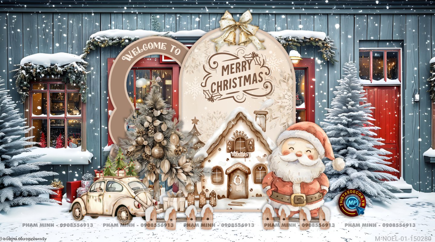 File thiết kế trang trí giáng sinh noel Merry Chrismas decor cây thông cho trường học, trung tâm mua sắm, chung cư, nhà hàng, khách sạn,...