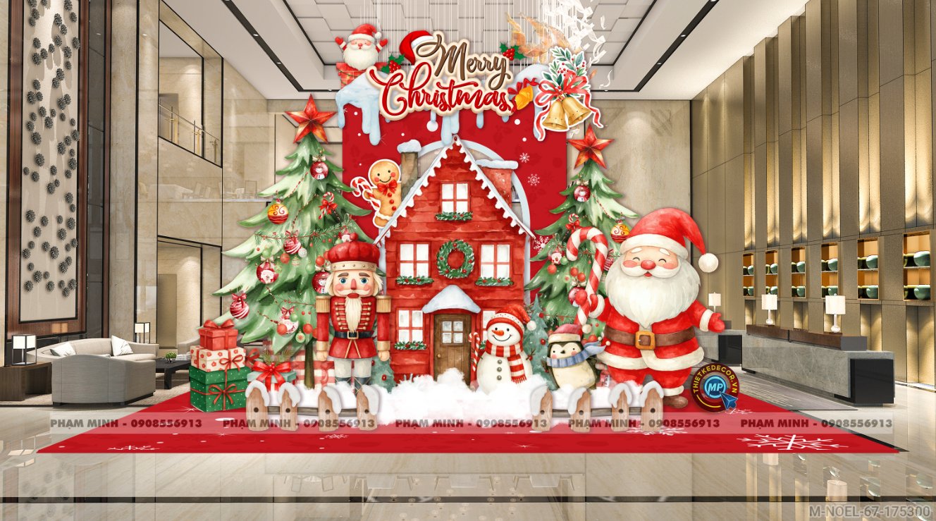 File thiết kế trang trí Giáng sinh Noel Merry Christmas decor cây thông Decor cho trường học, trung tâm mua sắm, chung cư, nhà hàng, khách sạn, quán cà phê...