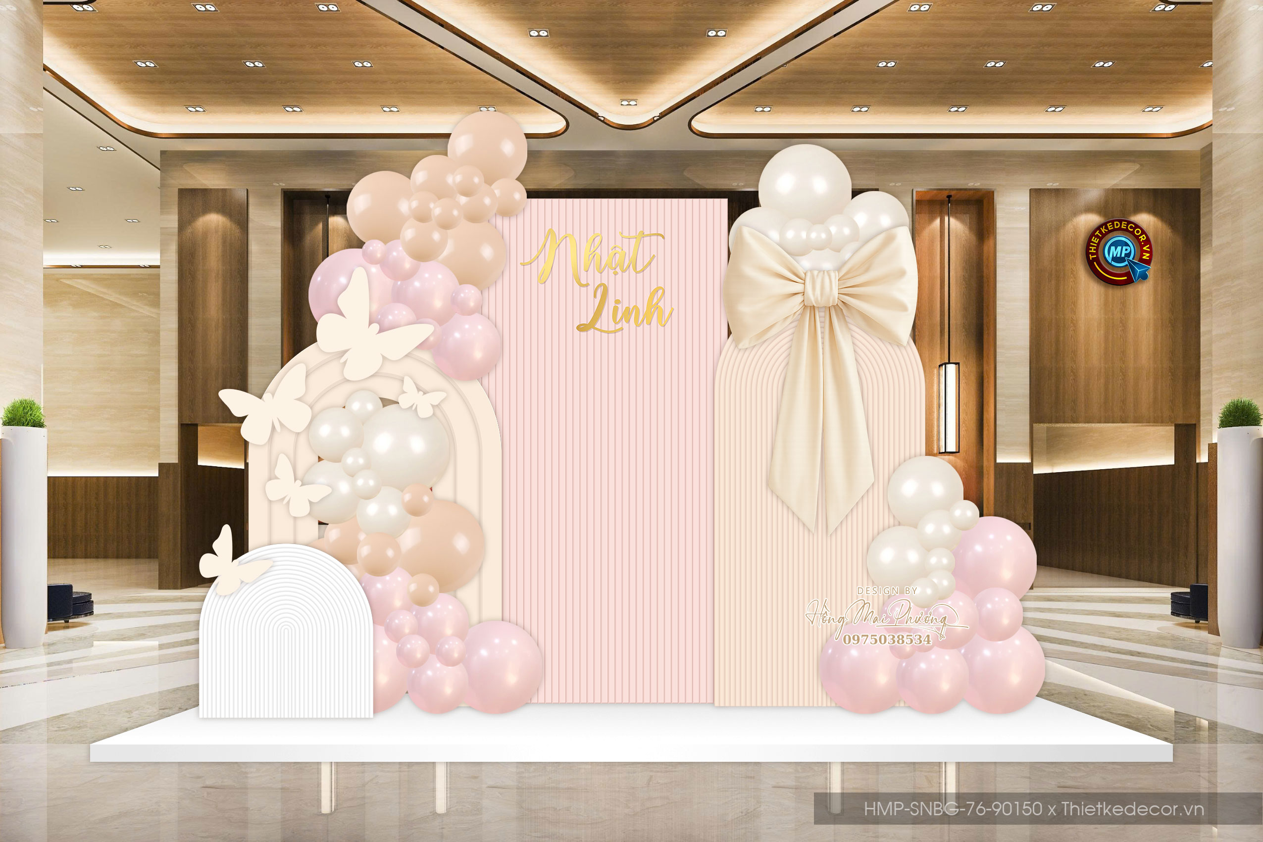 File thiết kế sinh nhật bé gái tone hồng nude- beige dễ thương đáng yêu cute sang trọng.