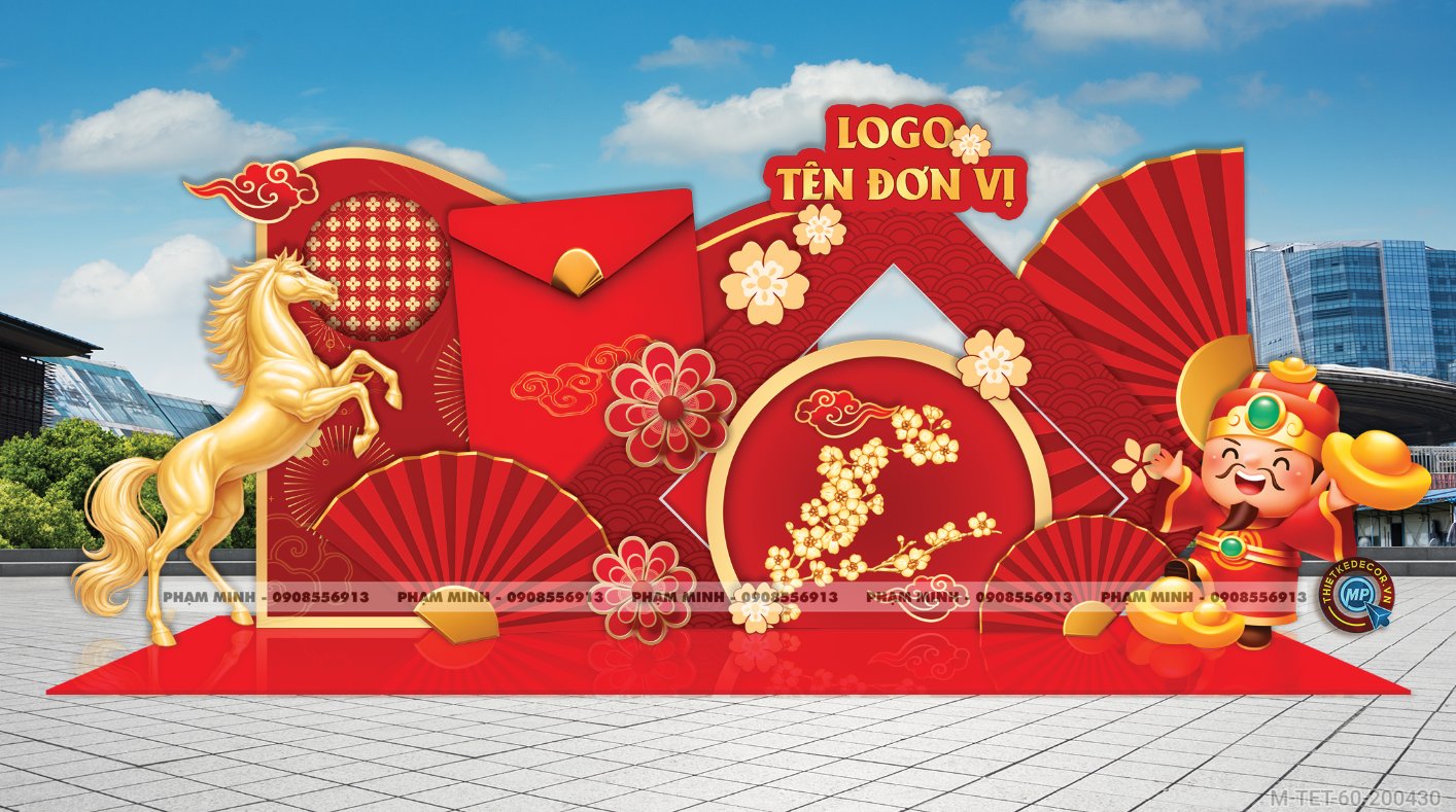 File thiết kế trang trí Tết 2026 Xuân Bính Ngọ decor tiểu cảnh không gian chụp ảnh checkin cho Sảnh chung cư, Nhà hàng, khách sạn, trường học, quán cà phê sang trọng, đẹp mắt.