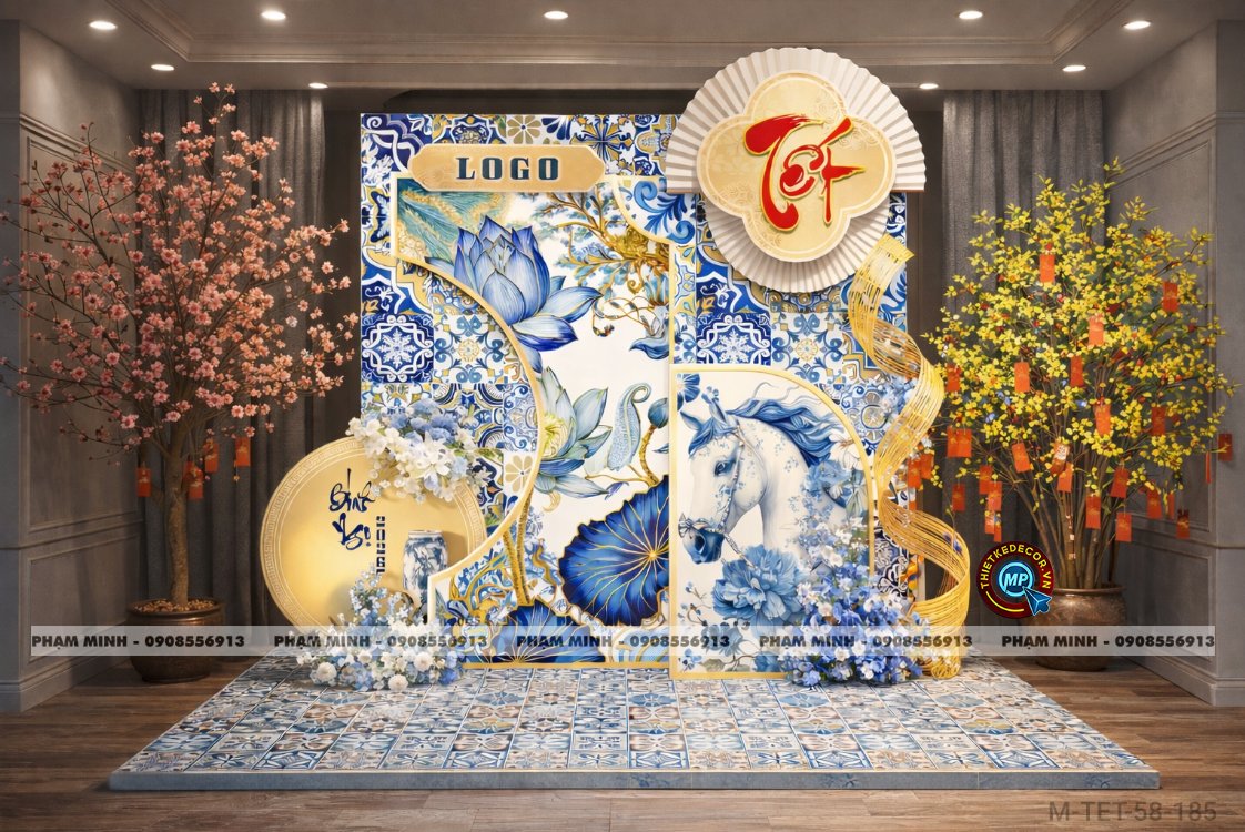 File thiết kế trang trí Tết 2026 Xuân Bính Ngọ decor tiểu cảnh không gian chụp ảnh checkin cho Sảnh chung cư, Nhà hàng, khách sạn, trường học, quán cà phê sang trọng, đẹp mắt.