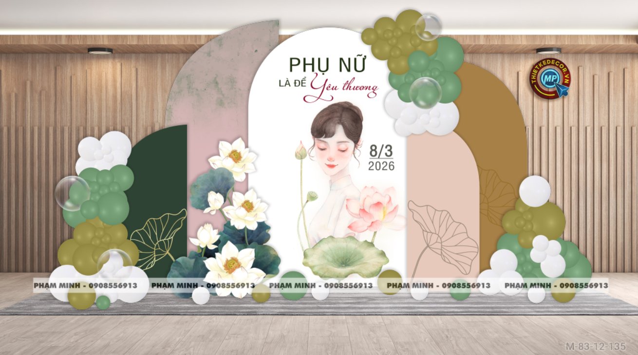 File thiết kế trang trí decor chúc chào mừng ngày Quốc tế Phụ nữ 8 tháng 3 tone xanh lá đẹp sang trọng cho Ngân hàng, công ty, nhà hàng, sảnh chung cư, trường học, quán cà phê...