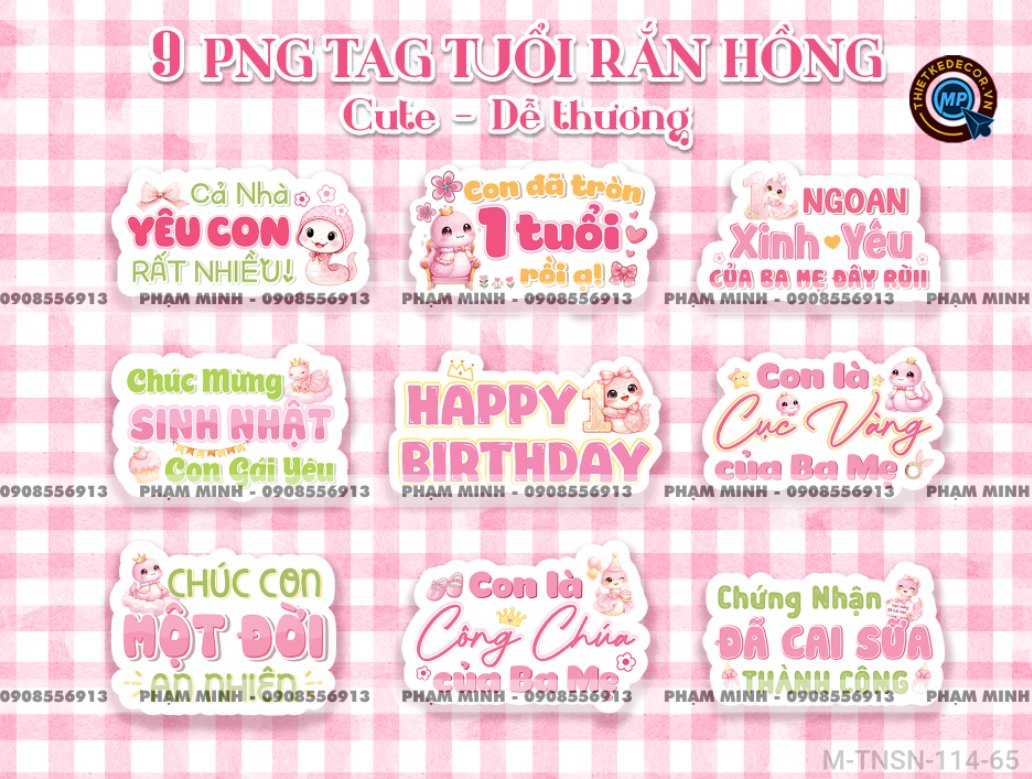 9 PNG Hashtag tone hồng tuổi rắn cute dễ thương đáng yêu sẵn in ấn cho bé gái sinh nhật 1 tuổi tay cầm chụp hình sinh nhật